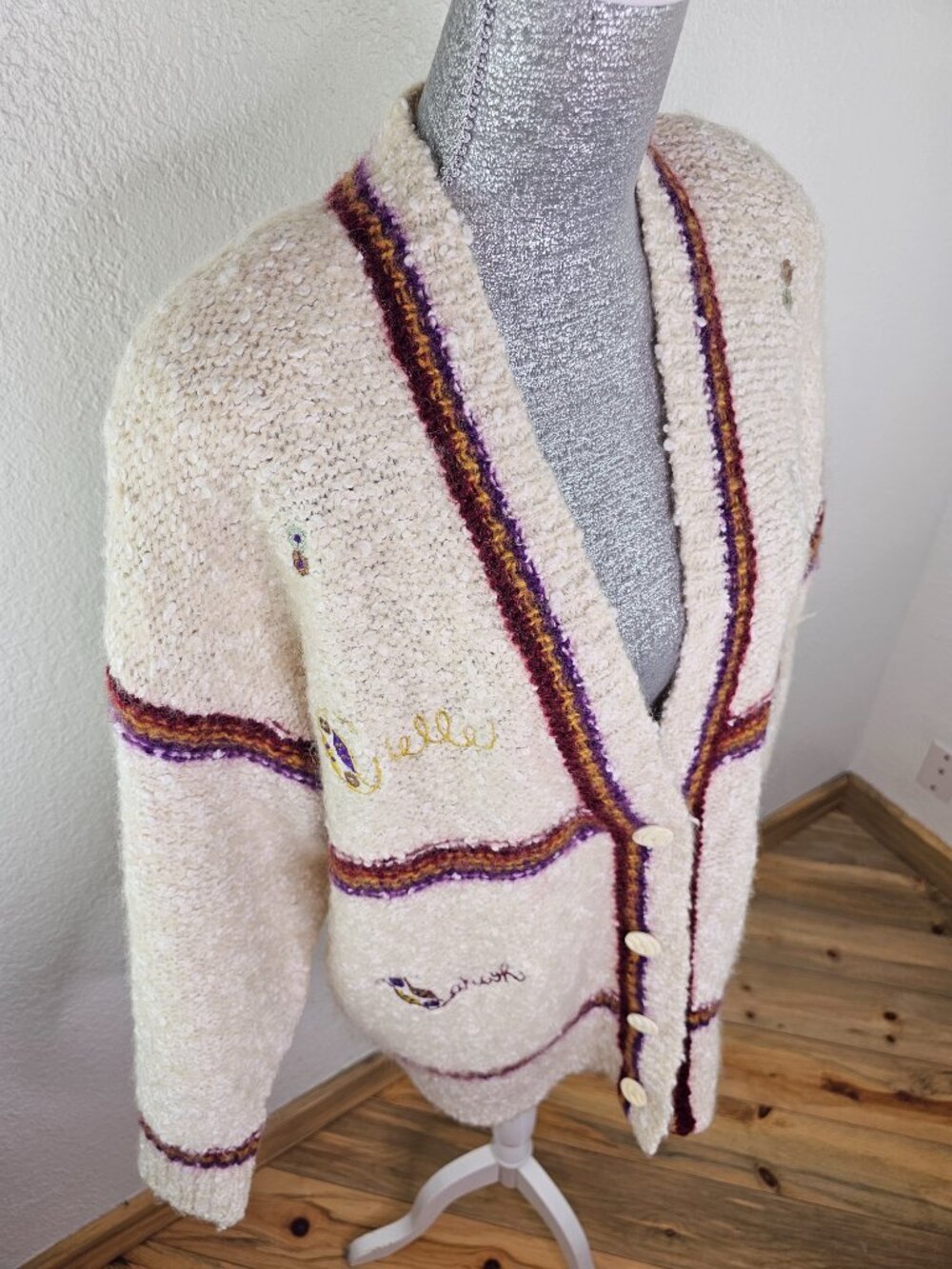 Handmade Embroidered Vintage Over-sized Cardigan Sweater Unisex